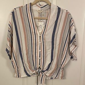 Sim & Sam Tie Front Cropped Top